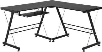 HOMCOM Computertisch Schreibtisch Flexible Arbeitsstation MDF Stahl Schwarz 210 x 50 x 73,5 cm