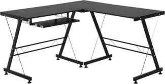 HOMCOM Computertisch Schreibtisch Flexible Arbeitsstation MDF Stahl Schwarz 210 x 50 x 73,5 cm