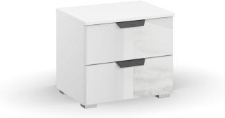 Nachttisch >Artemis< in alpinweiß / Kristallweißglas - 47x43x42 (BxHxT)