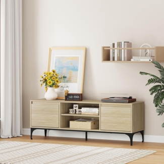 Fernsehschrank Kistiandi 140 x 40 x 50 cm Eicheoptik, hell [en. casa]