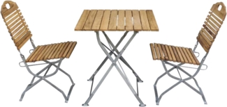 Kurgarten - Garnitur BAD TÖLZ 3-teilig (2x Stuhl, 1x Tisch 70x70 cm), Flachstahl verzinkt + Robinie, klappbar