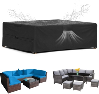 SIRUITON 213 x 132 x 74 cm Gartenmöbel Abdeckung mit Belüftungsöffnungen, Wasserdicht, Winddicht, UV-Beständiges, Schwerlast,Reißfest 420D Oxford Abdeckplane Gartenmöbel, Abdeckung Gartenmöbel Winterfest