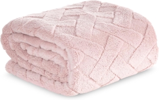 Wohndecke CARO Design91 Karierte Kuscheldecke ideales Geschenk Weiche warme Decke 170X210 cm rosa