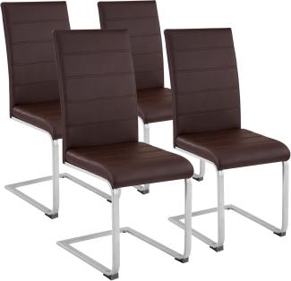 TecTake 800632 4er Set Esszimmerstuhl, Kunstleder Stuhl mit hoher Rückenlehne, Schwingstuhl mit ergonomisch geformter Rückenlehne (4er Set braun | Nr. 402556)