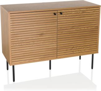 hjh LIVING Sideboard mit 2 Türen Eiche LINNO S 100 x 40 x 74 cm Kommode im Industrial-Stil, Einlegeböden verstellbar