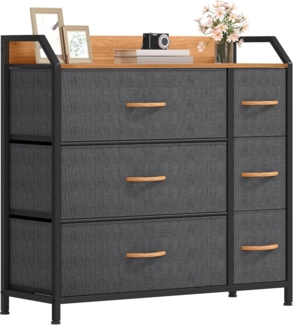 DWVO Kommode mit 6 Schubladen, langlebiger Stoff, Robustes Metallgestell, modern und funktional, ideal für Schlafzimmer, Wohnzimmer, Flur, Kinderzimmer, dunkelgrau