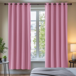 Deconovo Blickdichte Gardinen Ösenvorhang Blickdicht Vorhang Verdunkelung, 183x168 cm(HöhexBreite), Rosa, 2er Set