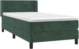 vidaXL Boxspringbett mit Matratze Dunkelgrün 90x190 cm Samt 3130994
