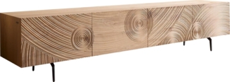 Lowboard Ashara 220 cm Eiche Natur 3D Effekt 4 Türen Winkelfuß Metall Schwarz