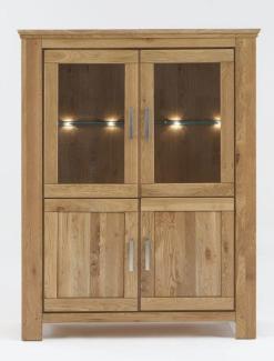 Vitrine halbhoch Viterbo 125 x 165 x 47 Wildeiche teilmassiv Glasschrank