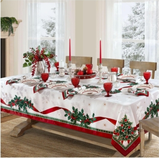 Elrene Home Fashions Villeroy & Boch Toy's Delight Stoff-Tischdecke, Weihnachts-Tischdekoration, 152,4x304,8 cm, länglich/rechteckig, Mehrfarbig