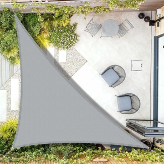 AXT SHADE Sonnensegel Wasserdicht Dreieck Rechtwinklig 3 x 3 x 4,25 m Wetterschutz Sonnenschutz PES Polyester mit UV Schutz für Terrasse Balkon Garten-Hellgrau