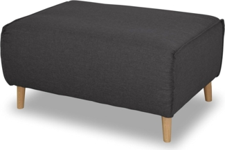 DOMO. collection Polsterhocker Jules FK mit Federkern und Holzfüßen, Sofa Hocker, Beistellhocker, Sitzhocker, 97 x 66 x 47 cm (BxTxH), in pepper