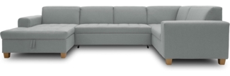 DOMO. collection Sugar Wohnlandschaft, Sofa, Couch, Polstergarnitur, Moderne U-Form, Mint, 162 x 333 x 199 cm