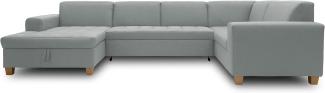 DOMO. collection Sugar Wohnlandschaft, Sofa, Couch, Polstergarnitur, Moderne U-Form, Mint, 162 x 333 x 199 cm