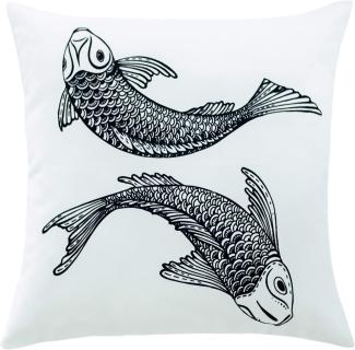 Homing Kissenhülle Koi 45x45 weiss-schwarz Kissen Bezug Wohnzimmer Tiermotive