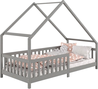 IDIMEX Kinderbett CORA, Hausbett Tipibett Kinderbett Montessori Bett Kiefer 90 x 200 mit Rausf