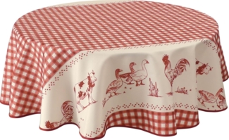 Le linge de Jules Tischdecke, schmutzabweisend, fest, rot, rund, 160 cm