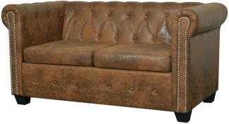 vidaXL Chesterfield-Sofa 2-Sitzer Kunstleder Braun 243619