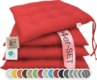 ZOLLNER Stuhlkissen, 40 x 40 x 3 cm, mit Bindebänder, für Indoor und Outdoor