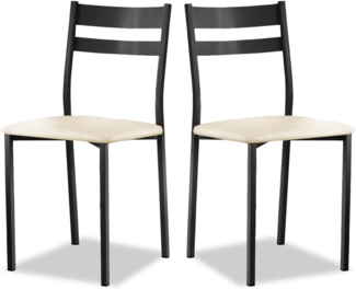 ASTIMESA Küchenstuhl aus Metall mit offener Rückenlehne, Beige, 57 x 45 x 40 cm