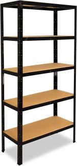 shelfplaza Schwerlastregal BLACK, 180 x 70 x 40 cm, Metallregal schwarz mit 5 Böden je 175kg Tragkraft, Steckregal als Lagerregal, Büroregal & Lastenregal, Regal Metall schwarz