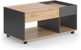 Vicco Couchtisch Goldkraft Eiche/Anthrazit 110 x 60 cm mit Schublade, Maik