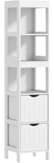 HOMCOM Badkommode Kompaktes Badezimmerachrank mit 2 Schubladen und 3 offenen Fächern (Badregal für kleine Räume, 1 St, Toilettenschrank), für kleine Räume Badezimmer, Wohnzimmer 30 x 30 x 141,2 cm Weiß