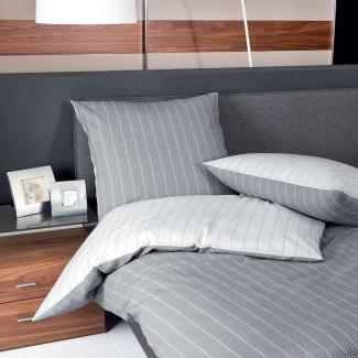 Traumschlaf Mako-Soft-Seersucker Wendebettwäsche Tango silber|Kissenbezug einzeln 40x80 cm