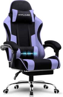 GTPLAYER Gaming Stuhl, Bürostuhl, Ergonomischer Pc Stuhl, Gaming Sessel mit Massagelendenwirbelstütze, Task Stühle mit Fußstütze und Kopfstütze, Lila Stoff