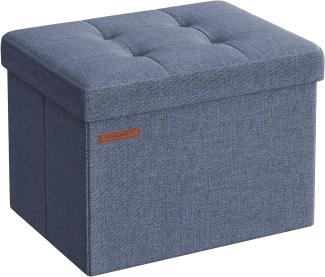 SONGMICS 41 cm Sitzbank mit Stauraum, klappbare Sitztruhe, Aufbewahrungsbox, Fußbank, helldenimblau LSF102Q01