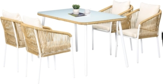 Outsunny Sitzgruppe 5-teiliges Gartenmöbel-Set mit Sitz-, Rückenkissen, (Gartensitzgruppe, 1-tlg, Gartengarnitur), für Garten, Balkon, Terrasse, Dachterrasse, Gelb