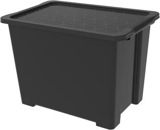 Rotho Aufbewahrungsbox EVO Easy mit Rollen und Deckel 65 L BLACK COLLECTION
