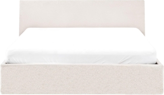 Bett mit Stauraum Bouclé ORBEY 140 x 200 cm Cremeweiß