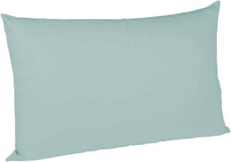 2 Stück Fleuresse Mako-Satin Kissenbezüge 40x60 cm uni mit RV DP 6078 aqua