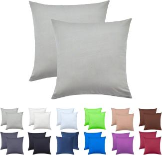 NatureMark 2er Pack Jersey Kissenbezug Kissenhülle Kissenbezüge Seitenschläferkissen Nackenkissen viele Größen und Farben ÖKO-TEX (80x80 cm, Silber grau)