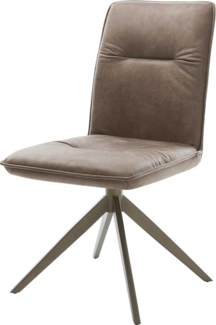 Drehstuhl Vinjo-Flex Mikrofaser Taupe Vintage Kreuzgestell breit Effektfinish Titan 360° drehbar