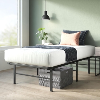 ZINUS Bettgestell Rumi inklusive Lattenrost, Gästebett (90x200cm od. 140x200) (Packung, Bett, Schwarz, 90x200 cm), Quietschfest, stabil. Einfach anders, einfach Zinus!