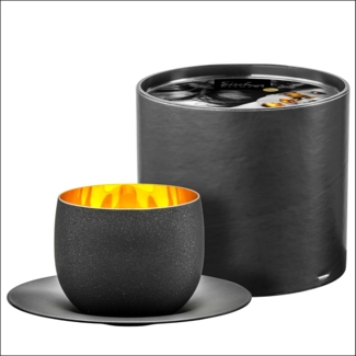 Eisch COSMO Gold/Schwarz Cappuccinoglas mit Untertasse