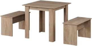 Esstisch Set Sentio Sonoma 80 x 80 cm mit 2 Bänken Vicco