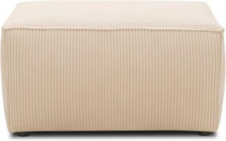 Domo. Collection Hocker Portland, Polsterhocker, Cord Hocker, Einzelhocker, Beistellhocker, 80 x 60 43 cm in creme