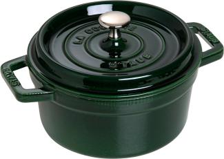 STAUB Gusseisen Bräter/Cocotte, Rund 22 cm, 2,6 L, Aromaregen Funktion, Für alle Herdarten geeignet, Basilikum/Grün