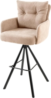 riess-ambiente Barhocker BIG GEORGE champagner beige / schwarz · Samt · Flachgewebe (Einzelartikel, 1 St), Tresenstuhl · Esszimmer · 360° drehbar · mit Armlehne · Federkern