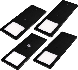 kalb LED Unterbauleuchte schwarz 5W- sehr flache Küchenleuchte mit Touch-Dimmfunktion, 4er Set neutralweiß, neutralweiss