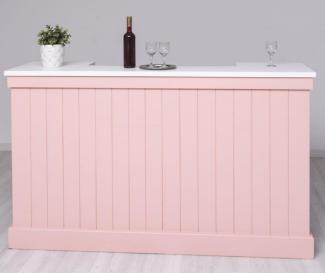 Casa Padrino Landhausstil Bar Theke Rosa / Weiß 180 x 51 x H. 107 cm - Massivholz Thekentisch - Massivholz Barmöbel - Barmöbel im Landhausstil - Landhausstil Einrichtung