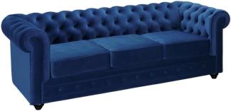 3-Sitzer-Sofa CHESTERFIELD - Samt - Dunkelblau