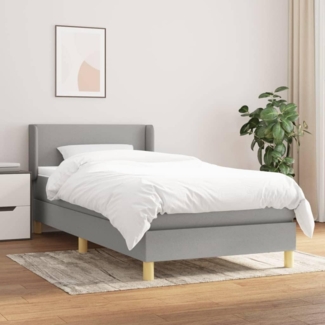 vidaXL Boxspringbett mit Matratze Hellgrau 90x190 cm Stoff 3130073