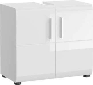Waschbeckenunterschrank >Ice< (BxHxT: 60x54x32 cm) in weiß/weiß hochglanz