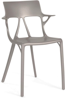 Kartell A.I. Stuhl, Polypropylen, Metallic Grey, 55 x 59 x 94 cm, 2 Stück