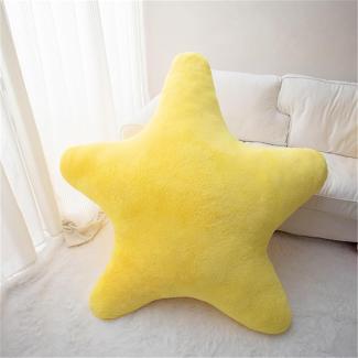 Kuschelkissen Kinder Sternkissen, Weiche Flauschige Sternform Zierkissen Sofakissen, Plüsch Kissen Dekokissen für Mädchen & Jungen Zuhause Schlafzimmer Deko (Gelb,60cm)